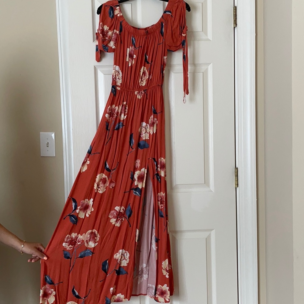 Orange floral dress